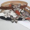 Cinturón de mujer con diseño de mariposa, fino, con hebilla plateada y negra, con diseño decorativo para abrigo, falda, pantalones y chaqueta de plumas, de gran sentido.