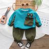 Roupa Infantil Meninos Primavera e Outono Conjunto 2023 Outono Novo Moletom Estiloso para Meninos Conjunto de Duas Peças Roupas Infantis Tendência