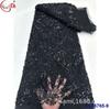 Vestido de novia francés con bordado completo de lentejuelas y encaje con cuentas. Tela de encaje con lentejuelas para novia.