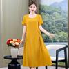 Novo vestido elegante de linho e algodão tencel de alta qualidade, feminino, plus size, solto, verão, cor de alta qualidade, saia casual para mãe