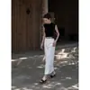 Saia Midi de Cintura Alta com Bolsos Duplos e Fenda Lateral, Estilo Retrô, para Transmissão ao Vivo e Distribuição