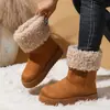 Botas de Nieve Gruesas de Felpa Multicolores Invierno Borde Enrollado para Mujer con Forro de Terciopelo Cálido Zapatos de Algodón Suela Gruesa Antideslizantes Zapatos para Mujer