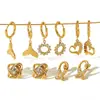 Pendientes de Diamante de Lujo Ligero Europeo y Americano Pendientes de Acero Inoxidable para Mujer Pendientes Chapados en Oro de 18k Joyería Transfronteriza