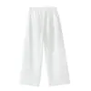 Pantalones Cropped Rectos de Pierna Ancha para Mujer, Verano 2026, Frescos al Tacto, Cintura con Volantes, Sueltos, Casuales, Delgados, para Personas Petites