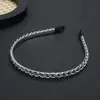 Diadema de cadena gruesa de moda europea y americana, diadema estrecha de metal para mujer, tocado enrollado a mano, exquisitos accesorios para el cabello al por mayor