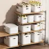 Caja de Almacenamiento Estilo Japonés con Tapa, Cesta Organizadora de Escritorio para Artículos Varios y Snacks, Caja Organizadora de Plástico para Almacenamiento de Cosméticos en Escritorio de Dormitorio