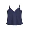 Estilo Puro Desejo Camisola Sexy Decote V Verão Novo Versátil Slim-fit Cropped Garota Apimentada Cor Sólida Camada Base Top Feminino