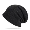 Chapéu Masculino e Feminino de Lã Tricotada Sem Aba Tipo Linha Listrada Gorro de Camada Dupla Outono e Inverno Comércio Exterior Gorro para Cabeça Gorro Quente