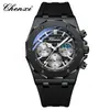 Reloj multifuncional para hombre Chenxi, tres subesferas seis manecillas, fabricante de origen para transmisiones en vivo transfronterizas, silicona, calendario, impermeable, cuarzo