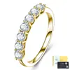 Anillo de Plata S925 con Moissanita Redonda Siete Filas de Piedras para Mujer Más Vendido en Stock Venta al por Mayor