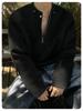 Moletom Preto com Meio Zíper Design Desconstruído Ombreira Masculino Outono Inverno Estilo Americano High Street Licker Nail Camiseta de Manga Longa Jaqueta Gorda Bonita