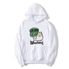 Sudadera con capucha de nuevo diseño para otoño e invierno, talla grande holgada, estampado de dibujos animados, terciopelo para mujer, manga larga, top casual de pullover