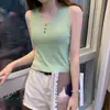 Camisola sin mangas de seda helada para mujer, prenda exterior de verano, top corto de punto estilo coreano holgado