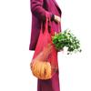Bolsa de Tote de Malla de Algodón Popular Portátil de Gran Capacidad para Compras, Agarra una Bolsa y Lleva Todo, Bolsillo Exterior de Malla para Ropa, Portátil