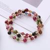 Pulsera de Turmalina Color Caramelo Tres Círculos Femenina Sentido del Diseño de Nicho Cristal Fresa Amatista Joyería Hecha a Mano Accesorios con Cuentas