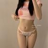 Calcinha de Cetim Sexy Francês Coração de Pêssego Menglei* Calcinha de Renda Estilo Puro Desejo Vazada Cintura Baixa Respirável Calcinha Feminina