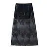 Para Comercio Exterior Transfronterizo Europeo y Americano Ropa de Mujer, Estilo de Verano Más Vendido en Aliexpress, Falda Versátil de Dos Colores Bordada con Lentejuelas de Cintura Alta