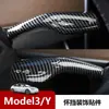 Adecuado para la cubierta de la palanca de cambios del Tesla Model3Y, cubierta interior del volante, palanca de dirección, accesorios de modificación de engranajes de fibra de carbono
