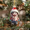Colgante de enano de dibujos animados de acrílico para árbol de Navidad lindo enano impresión de avión adornos de muñeca china decoración de Año Nuevo