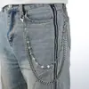 Cadena para Pantalones Elemento Crodo Bolso de Cadena Cadena Colgante Espada de Cadena Bola de Perla Cadena para Cintura Cruzada Cierre de Langosta Colgante Cadena para Jeans