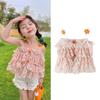 Camisola de Verão para Meninas Nova 2024 Fina Sem Mangas Floral Fashionável Colete com Babados Baby Respirável e Fresco