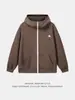 Sudadera con Capucha de Lana Pesada, Estilo Otoño, Chaqueta Cardigan con Cremallera Color-Blocking Retro Americano, Sudadera con Capucha de Textura Engrosada