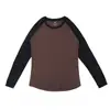 Ovelha Perdida Patchwork de Lã Merino Manga Longa Camiseta de Secagem Rápida Manga Raglan Feminina Camiseta de Secagem Rápida de Lã Merino