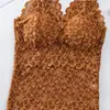 Hermoso Chaleco de Celebridad de Internet Espalda Sexy Encaje Cuello V Suspensor Largo Exterior Ropa Interior Base Anti-Exposición con Copas Top Tubo
