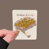 Elegante Broche de Hoja de Ginkgo, Exquisito Broche de Cristal de Alta Gama para Mujer, Pin de Accesorios de Diseño de Nicho de Lujo Ligero