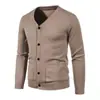 Exportación Transfronteriza Talla Grande Cárdigan de Punto para Hombre Estilo Coreano Ajustado Cuello en V Tejido de Punto de Moda Chaqueta Multicolores para Hombre