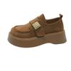 Mocassins com Bico Redondo e Tiras de Velcro Versáteis, Novo Estilo Primavera e Outono 2025, Sapatos Femininos Confortáveis Estilo Birkenstock com Plataforma e Solado Grosso