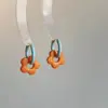 Aretes de Flor con Esmalte Azul Goteo Estilo Coreano Temperamento Fresco Elegante Dulce Suave Moda de Alta Gama Versátiles Aretes de Verano