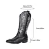 Botas Altas Bordadas Estilo Británico Talla Grande 2026 Otoño Punta Fina Retro Comercio Exterior Corte en V Caña Alta Botas de Jinete para Mujer