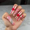 Uñas Vestibles Navideñas 2024 Copo de Nieve Amor Muñeco de Nieve Manicura Cortas Almendra Lazo Uñas Largas Europeas y Americanas Venta al por Mayor