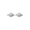Tiki Pendientes Pequeños Frescos Cósmicos Estelares de Plata de Ley S925 para Mujer, Pequeños y Exquisitos, Pendientes de Botón de Rosca de Planeta con Diamante Destellante