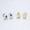 PAG & MAG Aretes de Tuerca de Plata S925 con Ópalo Aobao Japón y Corea del Sur Moda Fresca Pequeña Luna Estrella Joyería para la Oreja