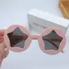 Gafas de Sol Infantiles con Montura Redonda para Niños y Niñas Gafas Decorativas Personalizadas de Estrella de Cinco Puntas Parasol y Protección Solar Gafas Redondas para Bebés