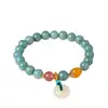 Pulsera de Ágata con Cuentas y Hebilla de Seguridad de Calcedonia Azul Natural para Mujer Estilo Chino Retro Literario Pulsera de Cristal de Fresa Joyería