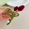 Grampo de Cabelo Tulipa com Flocagem para Mulheres Parte de Trás da Cabeça Placa de Um Caractere Prendedor de Cabelo Celebridade da Internet 2023 Presilha Vintage Acessórios de Cabelo