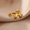 Anillo con Letras de Burbuja Transfronterizo AliExpress 26 Letras Oro Chapado en Oro de 18K Anillo para Dedo Anular de Mujer Anillo Abierto