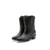 Outono e Inverno de 2019 Moda Nova simples bico fino personalidade costura de couro bloco de cor salto tamanho grande botas de cano médio botas femininas