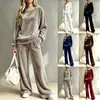 2026 Europeo y Americano Transfronterizo Otoño e Invierno Nuevo Estilo Terciopelo Holgado Casual Pantalones de Pierna Ancha Traje de Moda Conjunto de Dos Piezas Ropa para Mujer