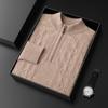 Suéter 100% Cachemir Puro de Montaña para Hombre Invierno Cuello Medio Alto Cremallera Cuello Vertical Tejido Jacquard Grueso Suéter Base Nuevo