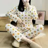 Pijama de Manga Longa Embalado para Comércio Exterior Feminino Primavera e Outono Descartável Fino Roupa de Casa Conjunto Casual Sudeste Asiático