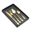 Conjunto de Talheres de Aço Inoxidável 1010 Transfronteiriço, Faca de Bife Estilo Ocidental, Garfo e Colher Conjunto de Talheres de Quatro Peças em Caixa de Presente