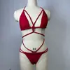Bikini de tiras europeo y americano para mujer con tiras cruzadas, sexy, con abertura, traje de baño para playa, aguas termales, resort