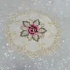 Tapete de Mesa Bordado Estilo Europeu Pastoral, Tapete de Prato, Tapete de Tigela, Tapete de Isolamento Térmico, Tapete Redondo de Tecido para Casa, Flor