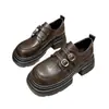 Zapatos de cuero retro para mujer con plataforma gruesa para aumentar la altura, nuevos mocasines de plataforma otoño 2026, zapatos de cuero versátiles estilo británico