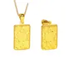 Accesorios DIY de Oro Brillante 24K de la Tienda de Oro Puzuo, Diseño Triturado por Hielo, Colgante Cuadrado de Gato de la Fortuna, Cadena de Clavícula de Alta Gama