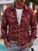 Camisa casual masculina de manga comprida transfronteiriça, estampa geométrica azul clara, corte slim, camisa casual esportiva de manga comprida